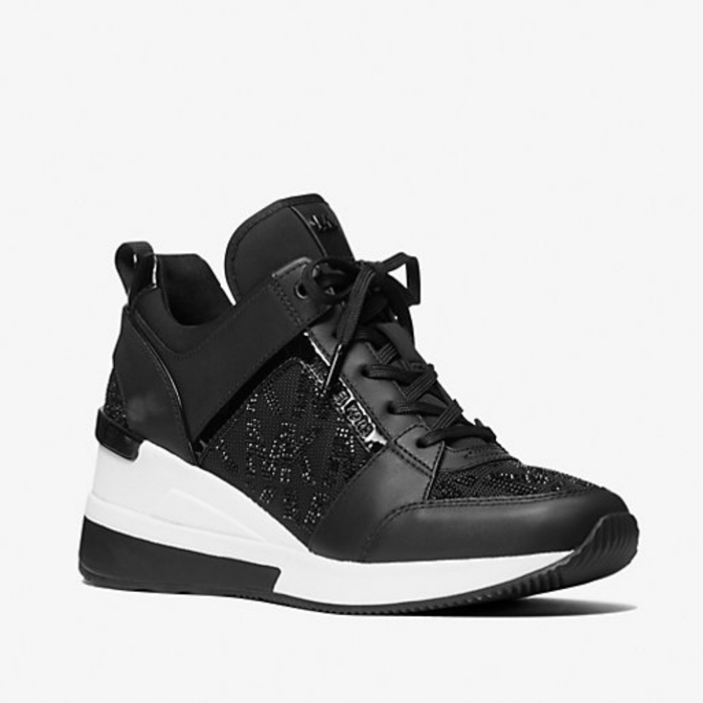 Michael Kors Women's Black Wedge Sneaker
